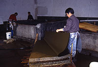 making green tea paper for Tea Alchemy, 2000